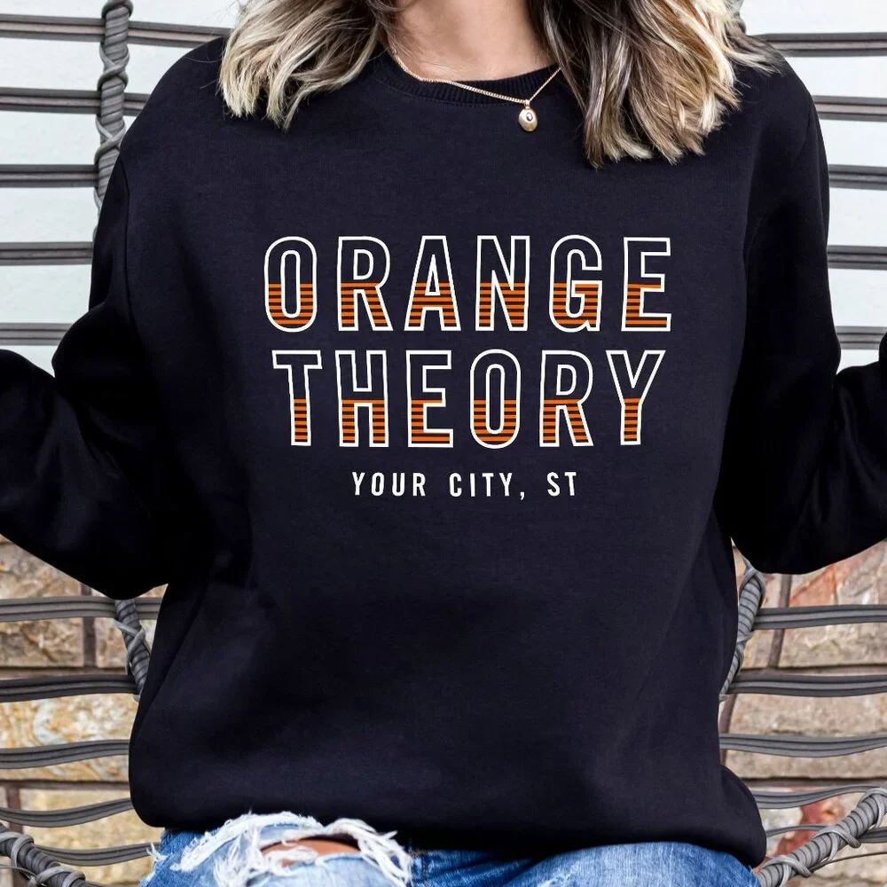 Orange Theory Customized sweatshirt with your city and state abbreviation black - Picture 1 of 5